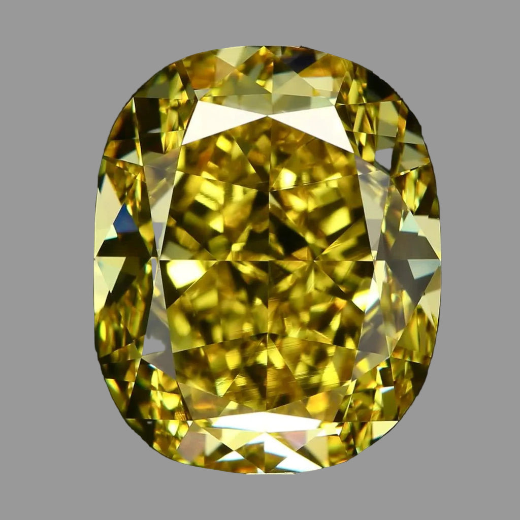 10.50 ct RARE Fancy Vivid Yellow Cushion 