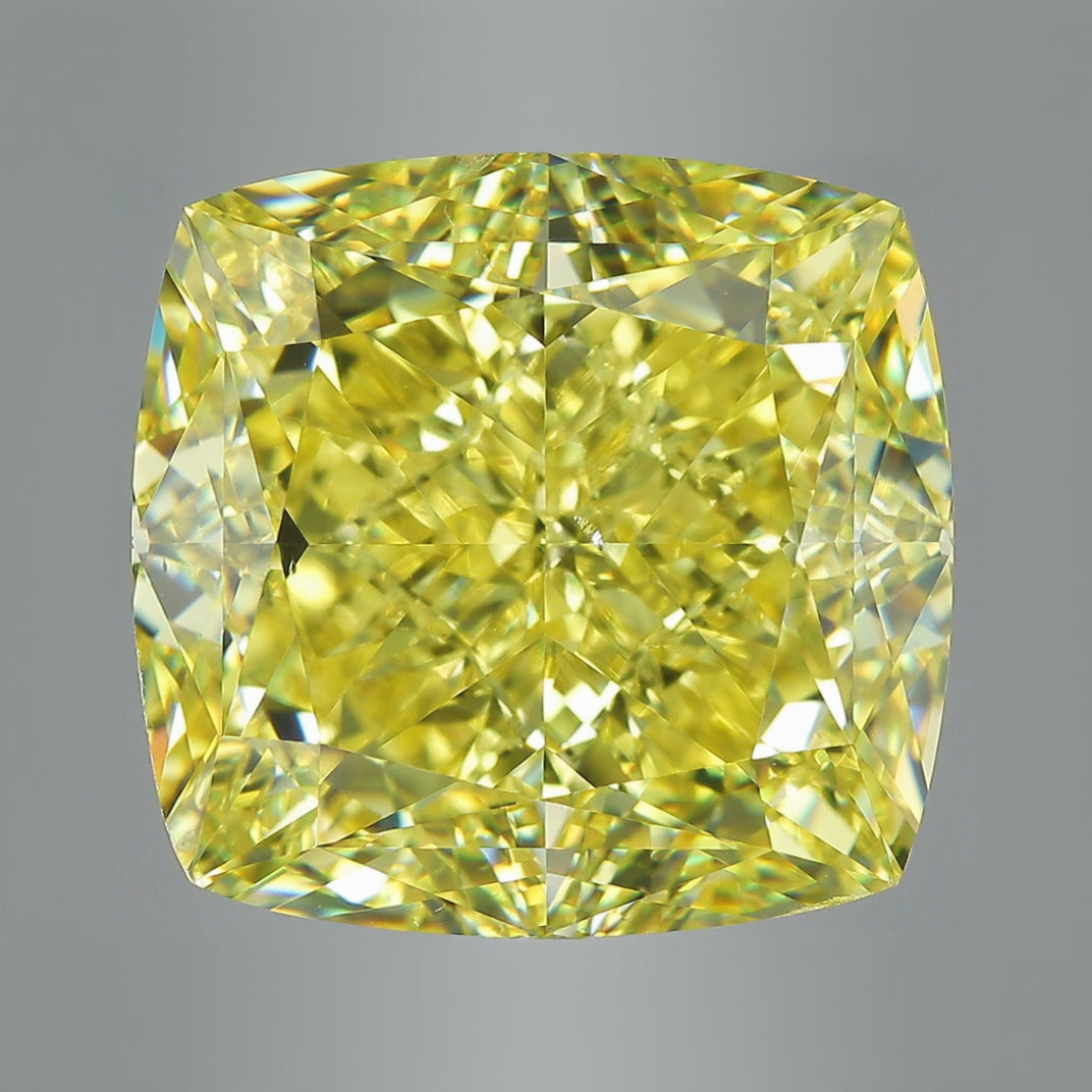 30.00 ct Fancy Vivid Yellow Cushion Rare Natural Diamond