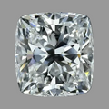 A cushion-cut  diamond with brilliant faceting,