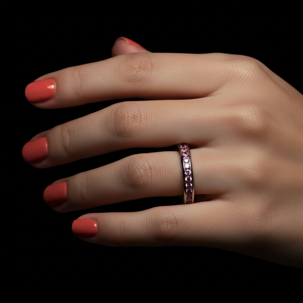 0.75ct Vivd Pink Diamonds Eternity Band Pt950