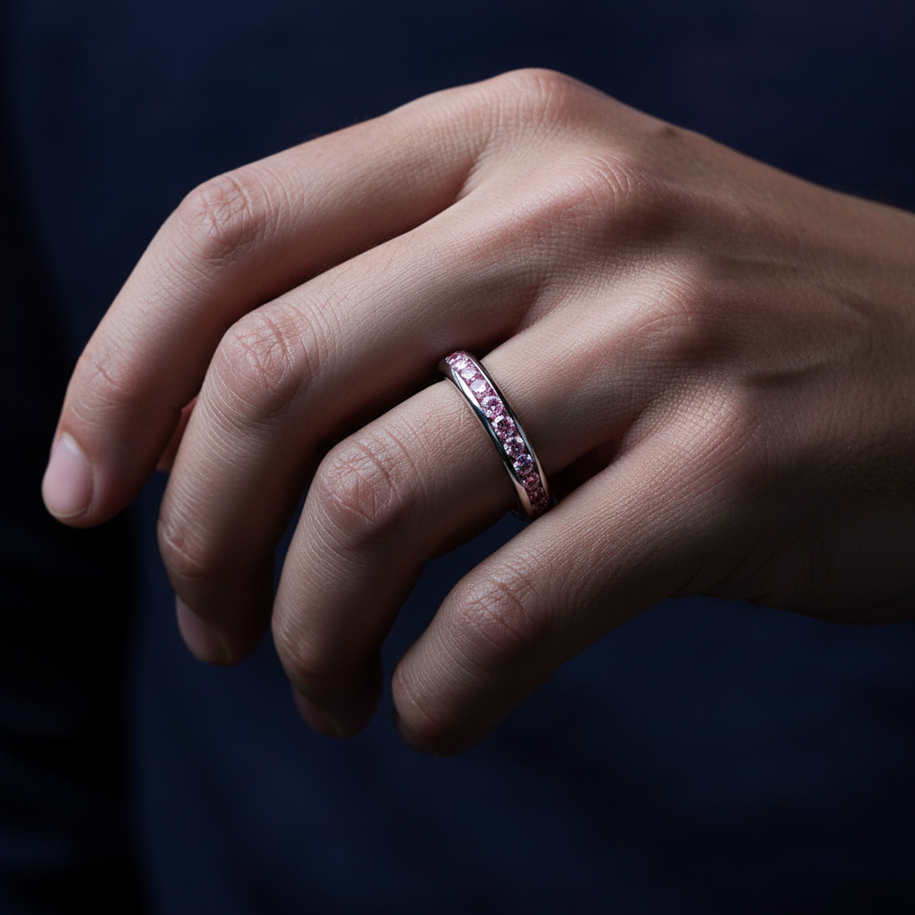 0.75ct Vivd Pink Diamonds Eternity Band Pt950
