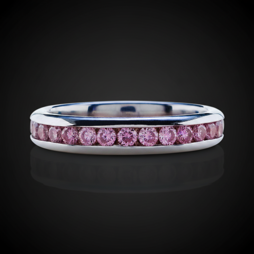 0.75ct Vivd Pink Diamonds Eternity Band Pt950