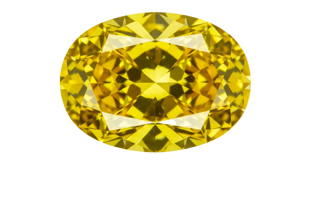Fancy Vivid Yellow Oval on a white background