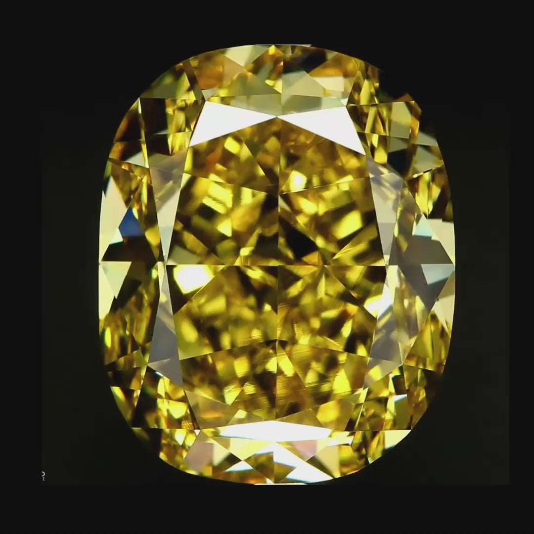10.50 ct Fancy Vivid Yellow Cushion Rare Natural Diamond