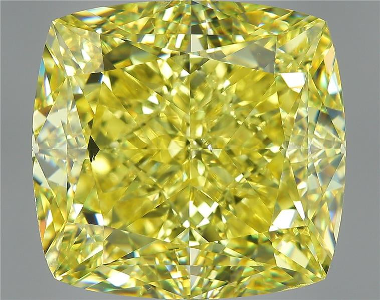 30.00 ct Fancy Vivid Yellow Cushion Rare Natural Diamond