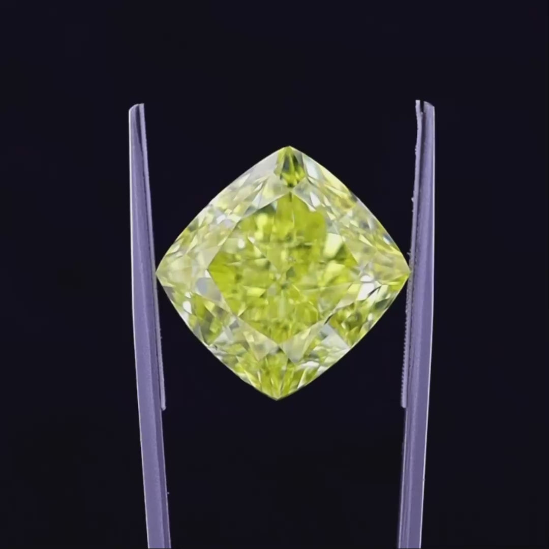 30.00 ct Fancy Vivid Yellow Cushion Rare Natural Diamond