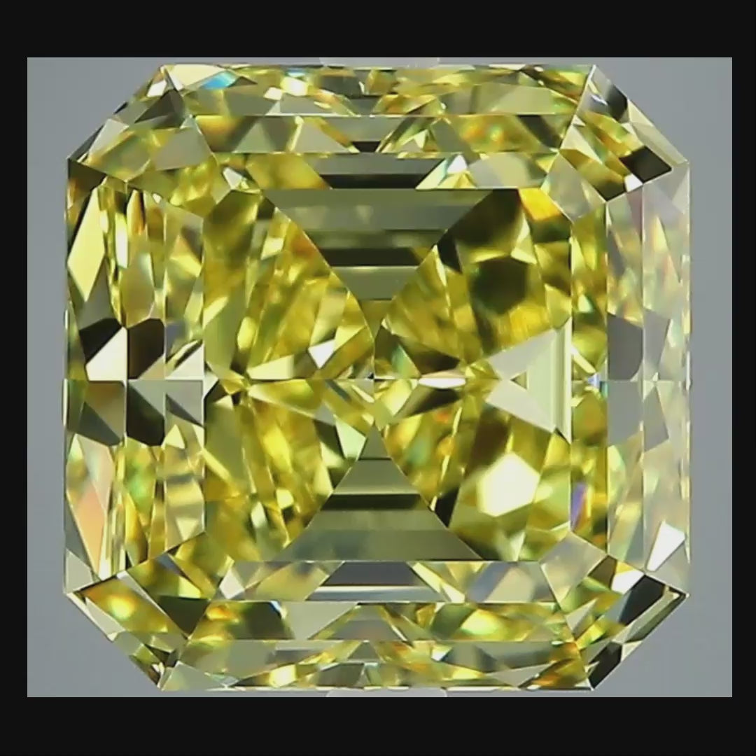 5.90 ct Fancy Vivid Yellow Asscher Rare Natural Diamond